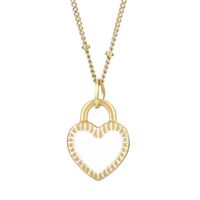 Titanium Steel 18K Gold Plated Simple Style Inlay Heart Shape Resin Pendant Necklace sku image 30