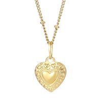 Titanium Steel 18K Gold Plated Simple Style Inlay Heart Shape Resin Pendant Necklace sku image 15
