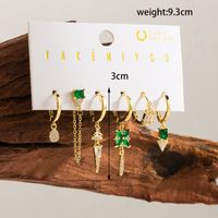 1 Set Simple Style Geometric Plating Inlay Copper Zircon 14k Gold Plated Drop Earrings sku image 1