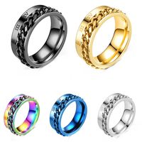 Simple Style Geometric Titanium Steel Chain Men's Rings main image 3