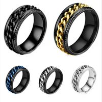 Simple Style Geometric Titanium Steel Chain Men's Rings main image 4