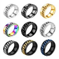 Simple Style Geometric Titanium Steel Chain Men's Rings main image 6
