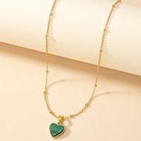 Simple Style Heart Shape Alloy Plating Inlay Gem Women's Pendant Necklace main image 5