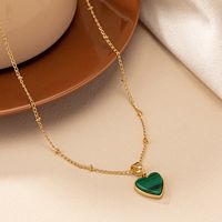 Simple Style Heart Shape Alloy Plating Inlay Gem Women's Pendant Necklace main image 1