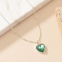 Simple Style Heart Shape Alloy Plating Inlay Gem Women's Pendant Necklace main image 6