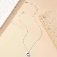 Simple Style Heart Shape Alloy Plating Inlay Gem Women's Pendant Necklace main image 4