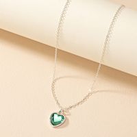 Simple Style Heart Shape Alloy Plating Inlay Gem Women's Pendant Necklace main image 8
