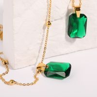 201 Stainless Steel Glass Gold Plated Simple Style Plating Square Necklace main image 4