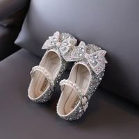 Girl's Vintage Style Solid Color Rhinestone Bowknot Round Toe Flats main image 5