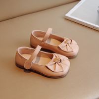 Girl's Vintage Style Solid Color Bowknot Round Toe Flats main image 1