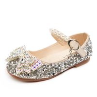 Girl's Vintage Style Solid Color Rhinestone Bowknot Round Toe Flats main image 3