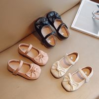 Girl's Vintage Style Solid Color Bowknot Round Toe Flats main image 4