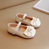 Girl's Vintage Style Solid Color Bowknot Round Toe Flats main image 3