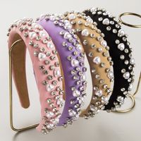 Women's Casual Elegant Classic Style Heart Shape Cloth Inlay Artificial Pearls Rhinestones Hair Band main image 1