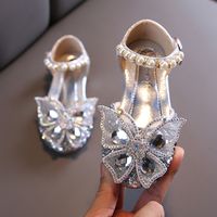 Girl's Vintage Style Solid Color Rhinestone Bowknot Round Toe Flats main image 2