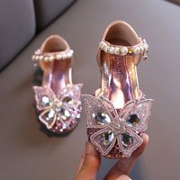 Girl's Vintage Style Solid Color Rhinestone Bowknot Round Toe Flats main image 5