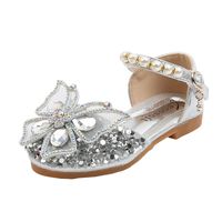 Girl's Vintage Style Solid Color Rhinestone Bowknot Round Toe Flats main image 3
