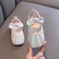 Girl's Basic Vintage Style Solid Color Bowknot Square Toe Flats main image 2