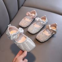 Girl's Basic Vintage Style Solid Color Bowknot Square Toe Flats main image 1