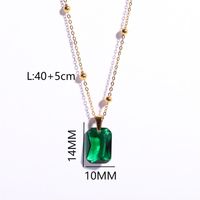 201 Stainless Steel Glass Gold Plated Simple Style Plating Square Necklace sku image 1