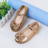 Girl's Vintage Style Solid Color Bowknot Round Toe Flats main image 1