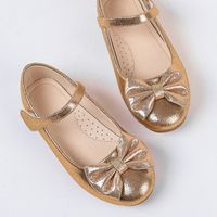 Girl's Vintage Style Solid Color Bowknot Round Toe Flats main image 2