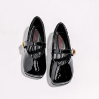 Girl's Basic Vintage Style Solid Color Square Toe Flats main image 2