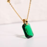 201 Stainless Steel Glass Gold Plated Simple Style Plating Square Necklace main image 3
