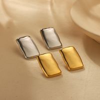 1 Pair Vintage Style Simple Style Quadrilateral Polishing Plating 304 Stainless Steel Ear Studs main image 3