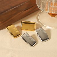 1 Pair Vintage Style Simple Style Quadrilateral Polishing Plating 304 Stainless Steel Ear Studs main image 4