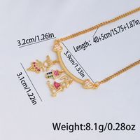 Cute Hip-hop Human Cross Heart Shape Stainless Steel Artificial Gemstones Copper Plating Inlay Zircon 18k Gold Plated Pendant Necklace main image 3