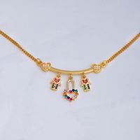 Cute Hip-hop Human Cross Heart Shape Stainless Steel Artificial Gemstones Copper Plating Inlay Zircon 18k Gold Plated Pendant Necklace main image 7