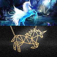 Vintage Style Horse Stainless Steel Polishing Plating 18k Gold Plated Pendant Necklace main image 1