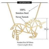 Vintage Style Horse Stainless Steel Polishing Plating 18k Gold Plated Pendant Necklace main image 2