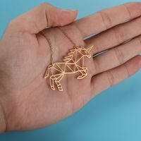 Vintage Style Horse Stainless Steel Polishing Plating 18k Gold Plated Pendant Necklace main image 3