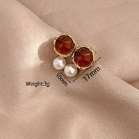 1 Paire Style Vintage Style Simple Rond Perle Placage Incruster Alliage Résine Plaqué Or Boucles D'oreilles sku image 1