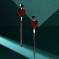 1 Pair Lady Heart Shape Plating Copper Drop Earrings main image 1