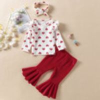Simple Style Heart Shape Cotton Girls Clothing Sets sku image 1