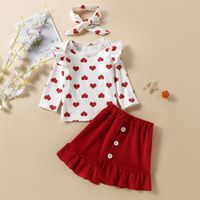Simple Style Heart Shape Cotton Girls Clothing Sets sku image 11