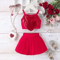 Simple Style Solid Color Cotton Girls Clothing Sets sku image 1