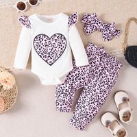 Simple Style Leopard Cotton Girls Clothing Sets sku image 1