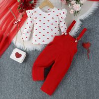 Simple Style Heart Shape Cotton Girls Clothing Sets sku image 1