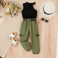 Simple Style Solid Color Cotton Girls Clothing Sets main image 1