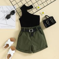 Simple Style Solid Color Cotton Girls Clothing Sets sku image 1