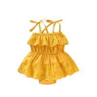 Vacation Bohemian Solid Color Cotton Baby Rompers sku image 5