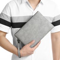 Men's Solid Color Pu Leather Zipper Envelope Bag Clutch Bag main image 1