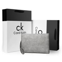 Men's Solid Color Pu Leather Zipper Envelope Bag Clutch Bag sku image 7