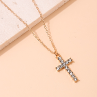 Ig Style Simple Style Commute Cross Alloy Plating Inlay Rhinestones Women's Pendant Necklace main image 5