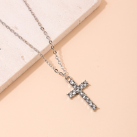 Ig Style Simple Style Commute Cross Alloy Plating Inlay Rhinestones Women's Pendant Necklace main image 6