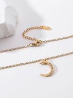 Stainless Steel 18K Gold Plated Simple Style Moon Heart Shape Zircon Pendant Necklace main image 6